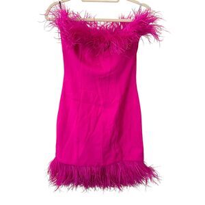 IORANE Feather Sleeveless‎ Mini Dress Hot Pink 38/S